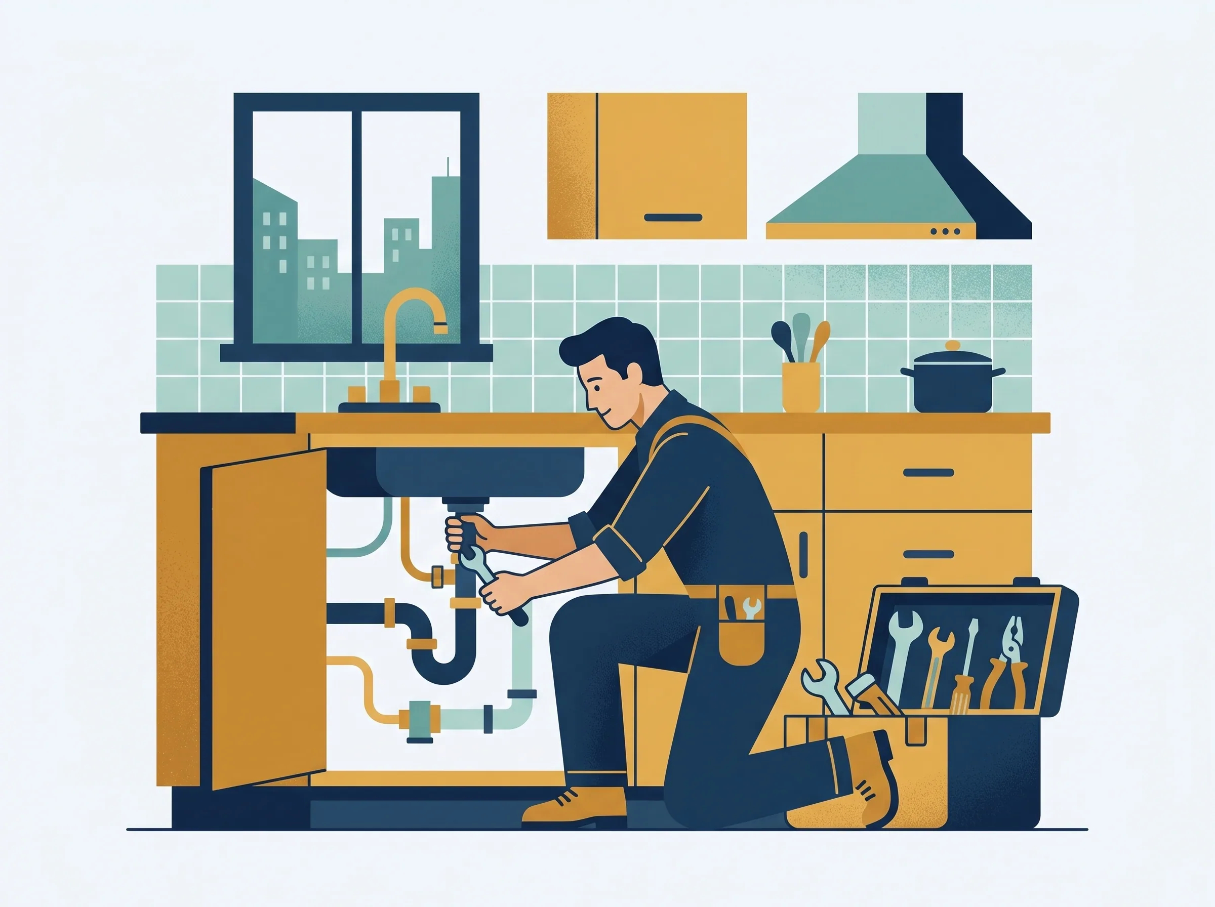 Illustration d'une intervention de plomberie chez un client wallon