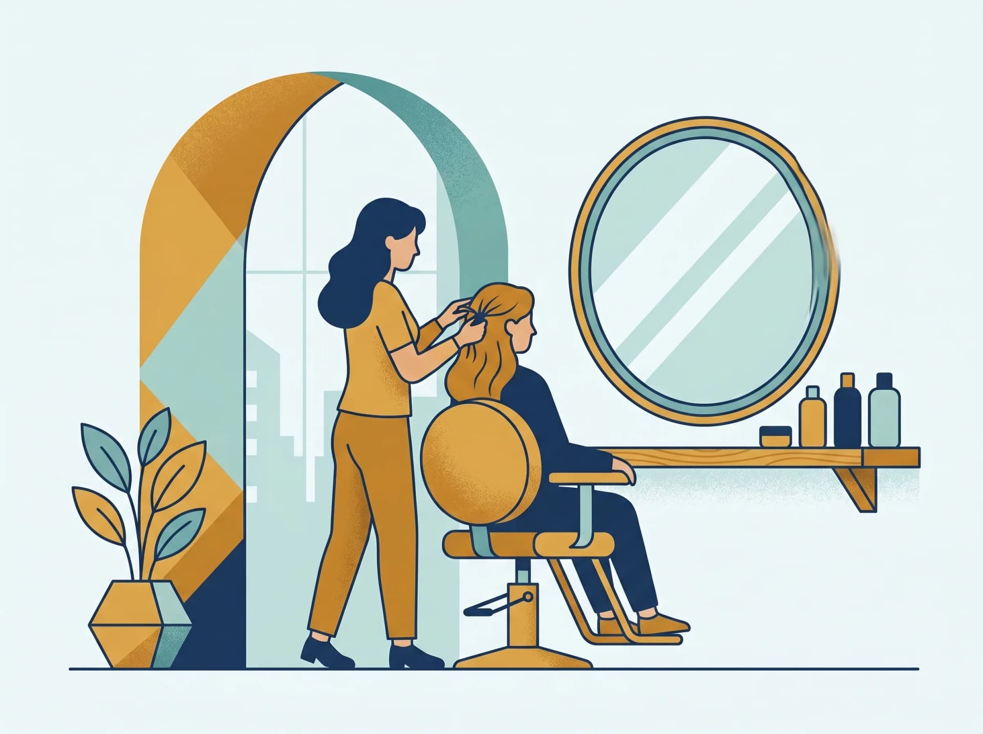 Illustration d'un salon de coiffure moderne en Wallonie