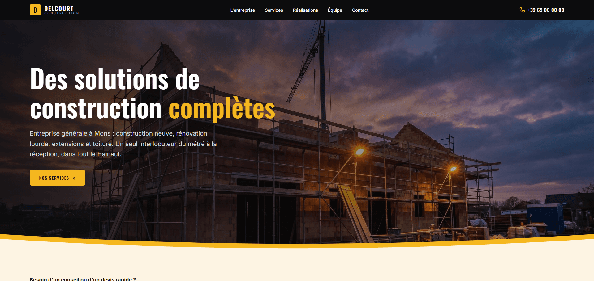 Aperçu du site Delcourt Construction
