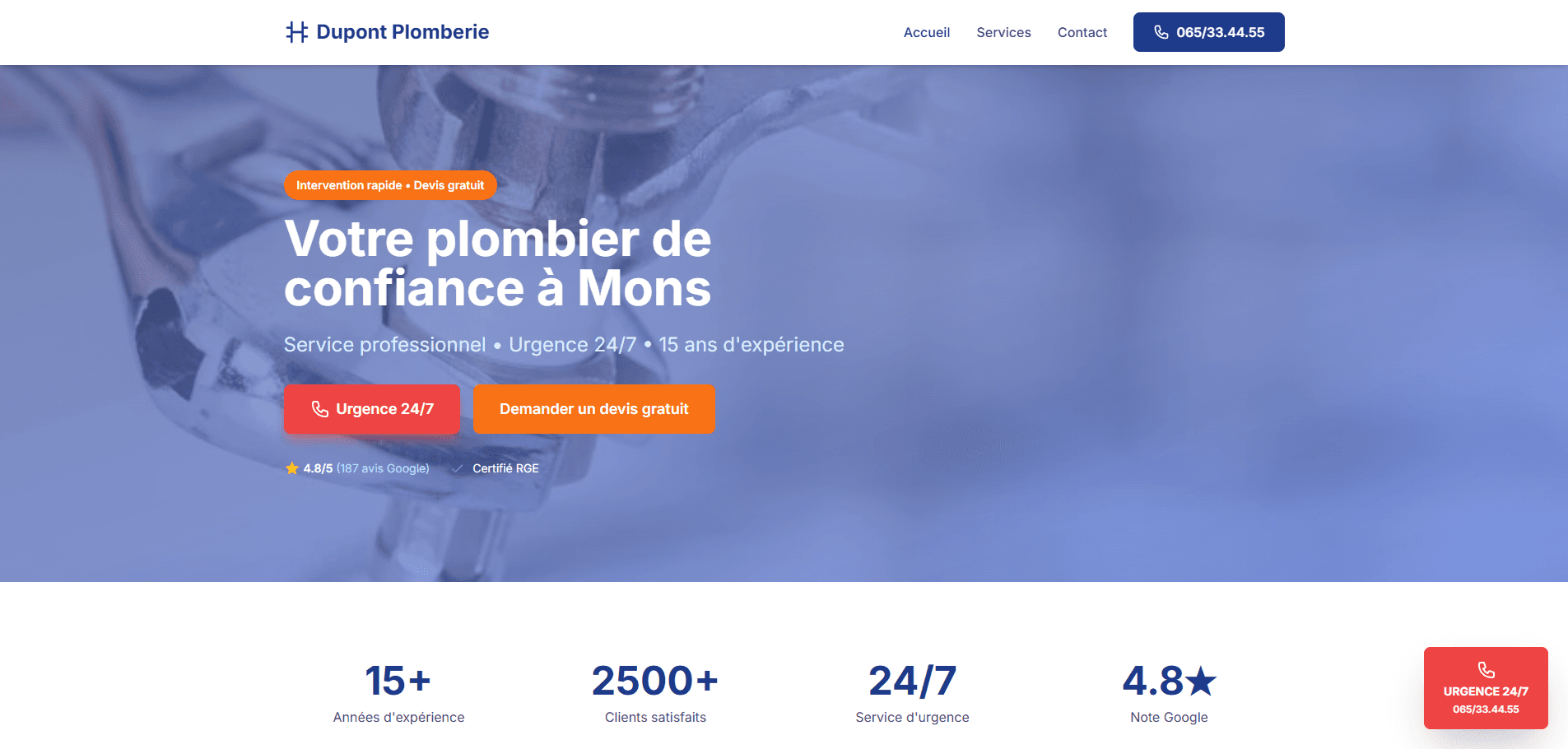 Aperçu du site Plomberie Express